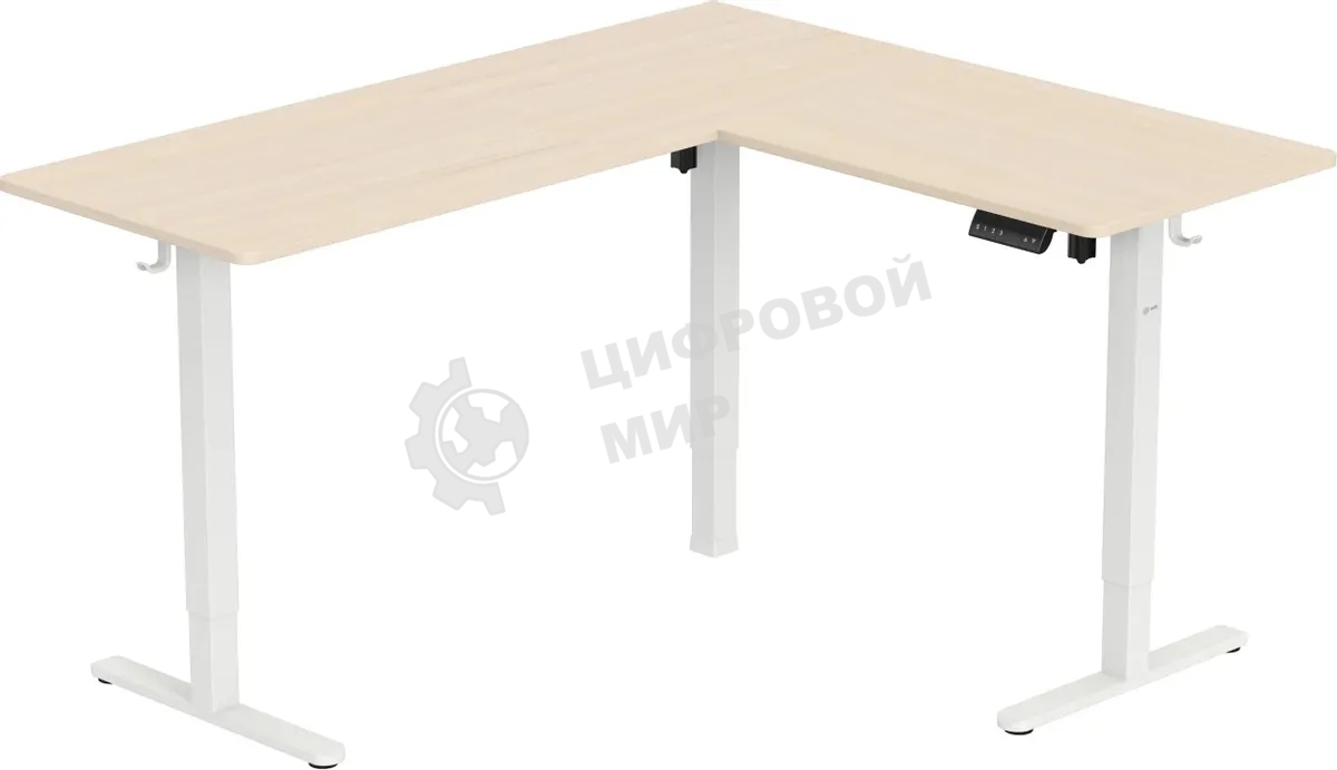 Стол компьютерный Cactus угловой подъемный столешница МДФ, белый дуб каркас белый 140x72x60 см (CS-EDXL-WWD)