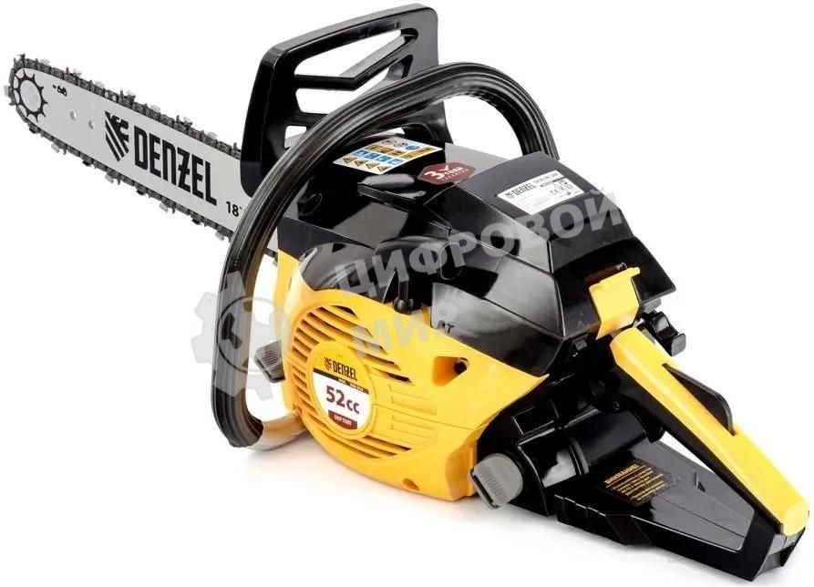 Пила цепная бензиновая Denzel DGS-5218, шина 45 см, 52см3, 3,5 л.с., шаг 0,325, паз 1,5 мм,