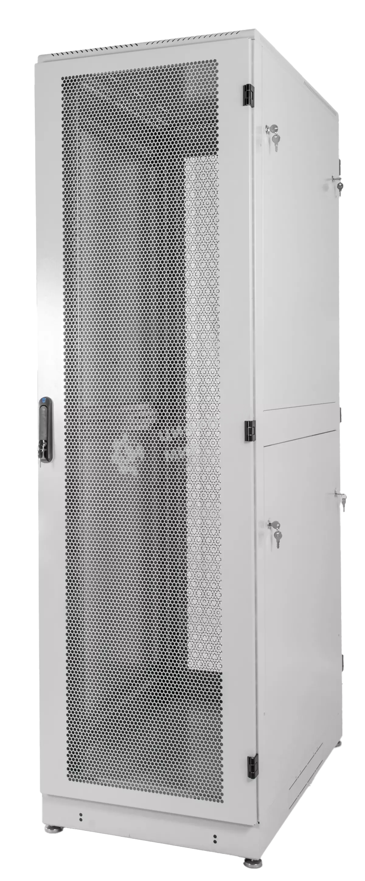 Шкаф телекоммуникационный напольный 42U (600 × 1000) дверь перфорированная, задние двойные перф.