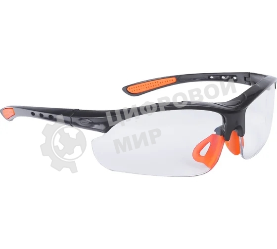 Очки защитные Patriot PPG-11 открытые, прозрачные, оранжевая окантовка, усиленные.