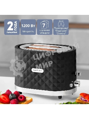 Тостер Galaxy Line GL 2912, черный, пластик, 1200 Вт