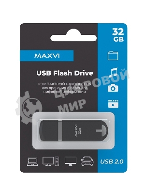 Флешка USB Maxvi P3 black (FD32GBUSB20C10P3), 32Gb, USB 2.0, R/W 15/5, черный