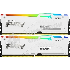 Оперативная память Kingston Fury Beast, DDR5, 32Gb (2x16Gb), 5600MHz, CL40, DIMM, с радиаторами, RGB, белый