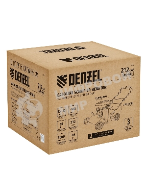 Скарификатор-аэратор бензиновый Denzel SAG-400, 212 см3, -15/+10 мм, 40 см