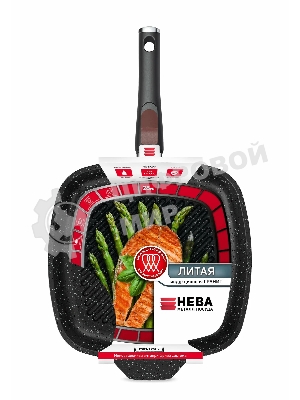 Сковорода-гриль квадратная 28 литая Индукция Гранит с/р