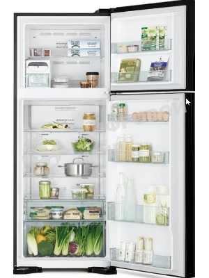 Холодильник Hitachi HRTN7489DFBBKCS черный инвертер двухкамерный инвертер 345/105л морозилка сверху, No Frost