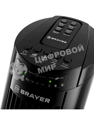 Колонный вентилятор BRAYER BR4958BK, механ.упр.,пульт ДУ,вращение90°,мощ-ть50Вт,защита от перегрева