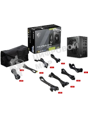 Блок питания MSI ATX 750W MAG A750GL PCIE5 Gen.5 80 PLUS gold (20+4pin) APFC 120мм fan 8xSATA Cab Manag RTL