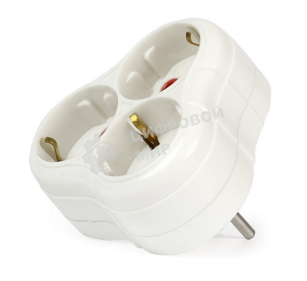 Тройник Smartbuy (SBE-16-A01-3z) 3 гнезда с заземлением круглый белый 16А 250В