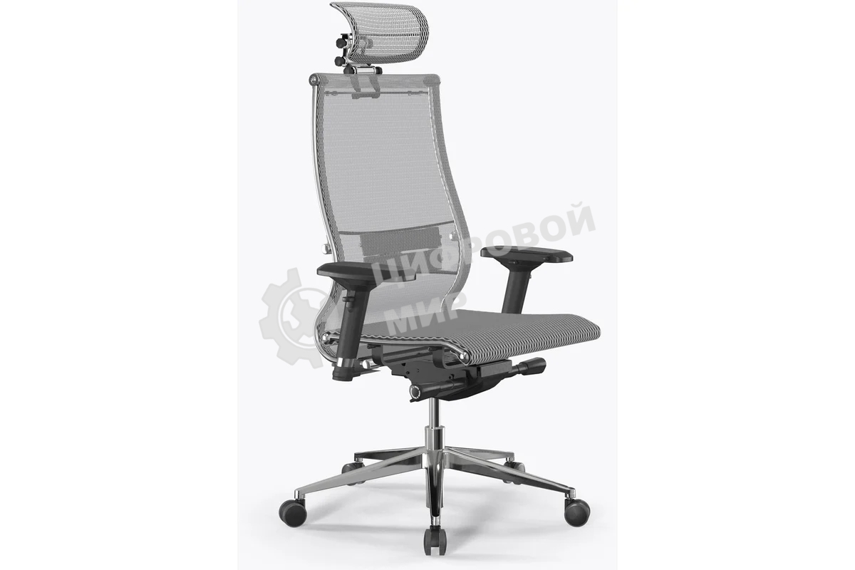 Кресло Метта Samurai S-3 белый сиденье белый сетка с подголов. крестов. металл хром