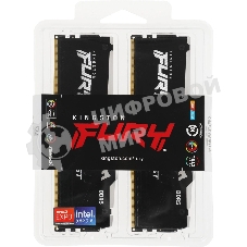Оперативная память Kingston Fury Beast, DDR5, 32Gb (2x16 Gb), 6400 MHz, CL32, радиатор, RGB, черный