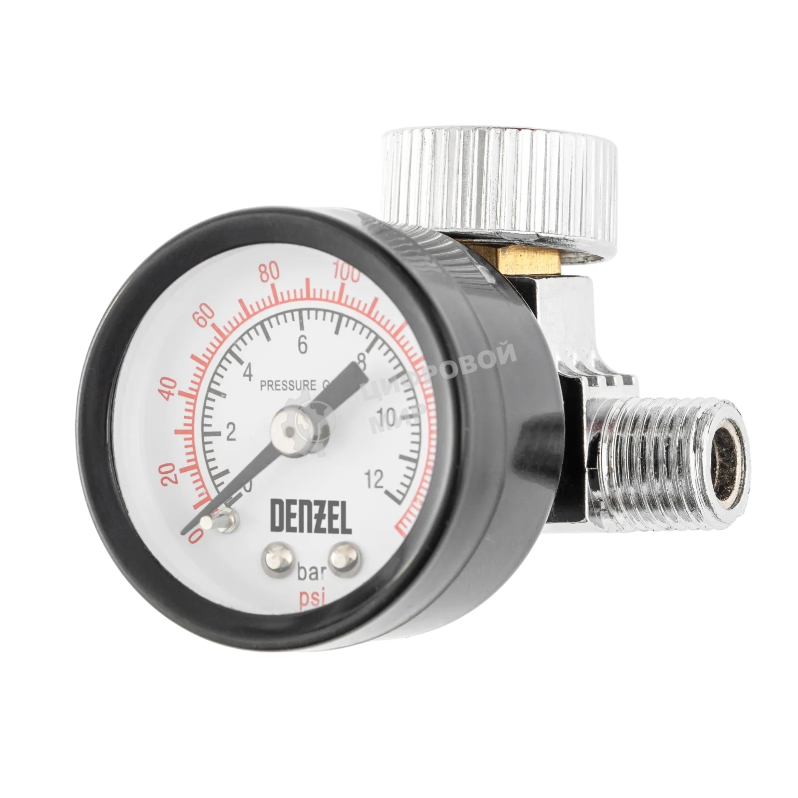 Регулятор давления с манометром Denzel для краскораспылителя K1500, 12 бар, 1/4