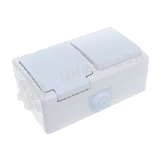 Блок ОП Аллегро 1-кл. вык. + роз. с заземл. защ. шторки с крыш. IP54 бел. UNIVersal 5562968