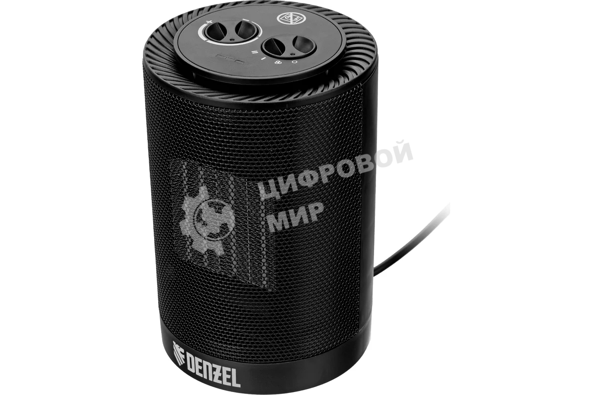 Тепловентилятор керамический Denzel DTFC-1200S, черный, 600/1200 Вт, 12 м2, 3 режима, термостат