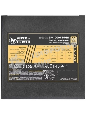 Блок питания Super Flower Power Supply Leadex III Gold, 1000 Ватт, 1000W, ATX 3.1, 140мм, 8xSATA, 4xPCI-E(6+2), 1x12VHPWR(12+4), APFC, 80+ Gold, Full Modular