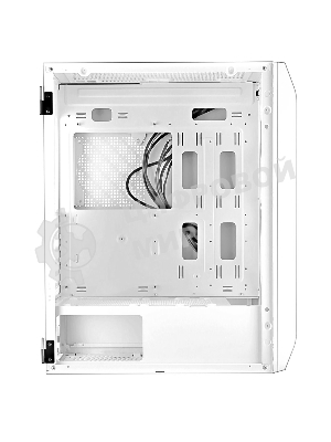 Компьютерный корпус Ginzzu GL 185 белый боковая дверца закаленное стекло на петлях на магнитах