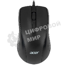 Мышь проводная Acer OMW136 черный, 1200 dpi, USB, кнопки - 3