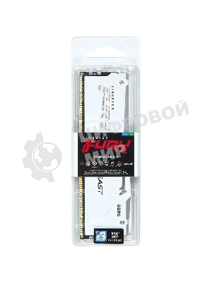 Оперативная память Kingston Fury Beast, DDR5, 16Gb (1x16Gb), 6400MHz, CL32, DIMM, с радиатором, RGb, белый