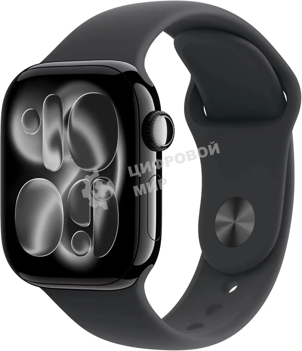 Умные часы Apple Watch Series 11 A3331 42мм OLED корп.черный Sport Band рем.черный разм.брасл.:140-190мм (MEQT4LW/A)