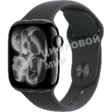 Умные часы Apple Watch Series 11 A3331 42мм OLED корп.черный Sport Band рем.черный разм.брасл.:140-190мм (MEQT4LW/A)