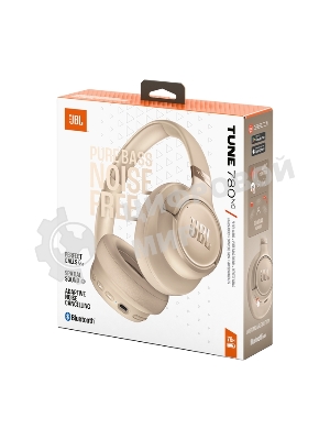 Беспроводные/проводные наушники JBL Tune 780NC бежевый, полноразмерные, Bluetooth + проводной, адаптивное шумоподавление