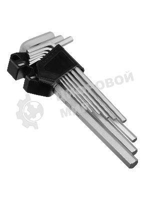 Набор ключей имбусовых Denzel, HEX, 1,5-10 мм, CrV, 9 шт., удлиненные