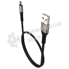 Дата-кабель Maxvi MC-21M USB-MicroUSB 2.4А, 1м, black-grey