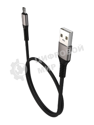 Дата-кабель Maxvi MC-21M USB-MicroUSB 2.4А, 1м, black-grey