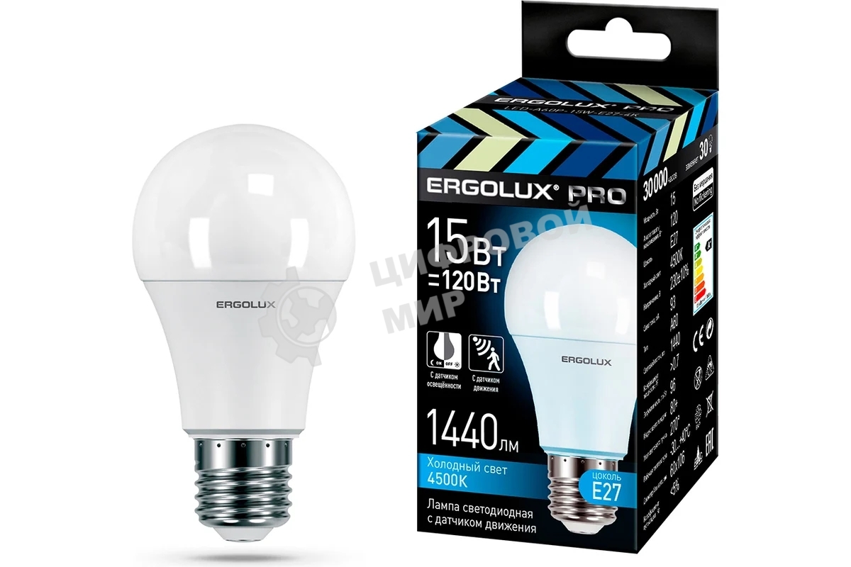 Лампа светодиодная ERGOLUX (14763) LED-A60P-15W-E27-4K PRO