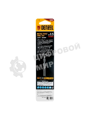 Сверло спиральное по металлу Denzel 3,5 х 112 мм, Р6М5, Golden Tip, удлиненное, 2 шт.