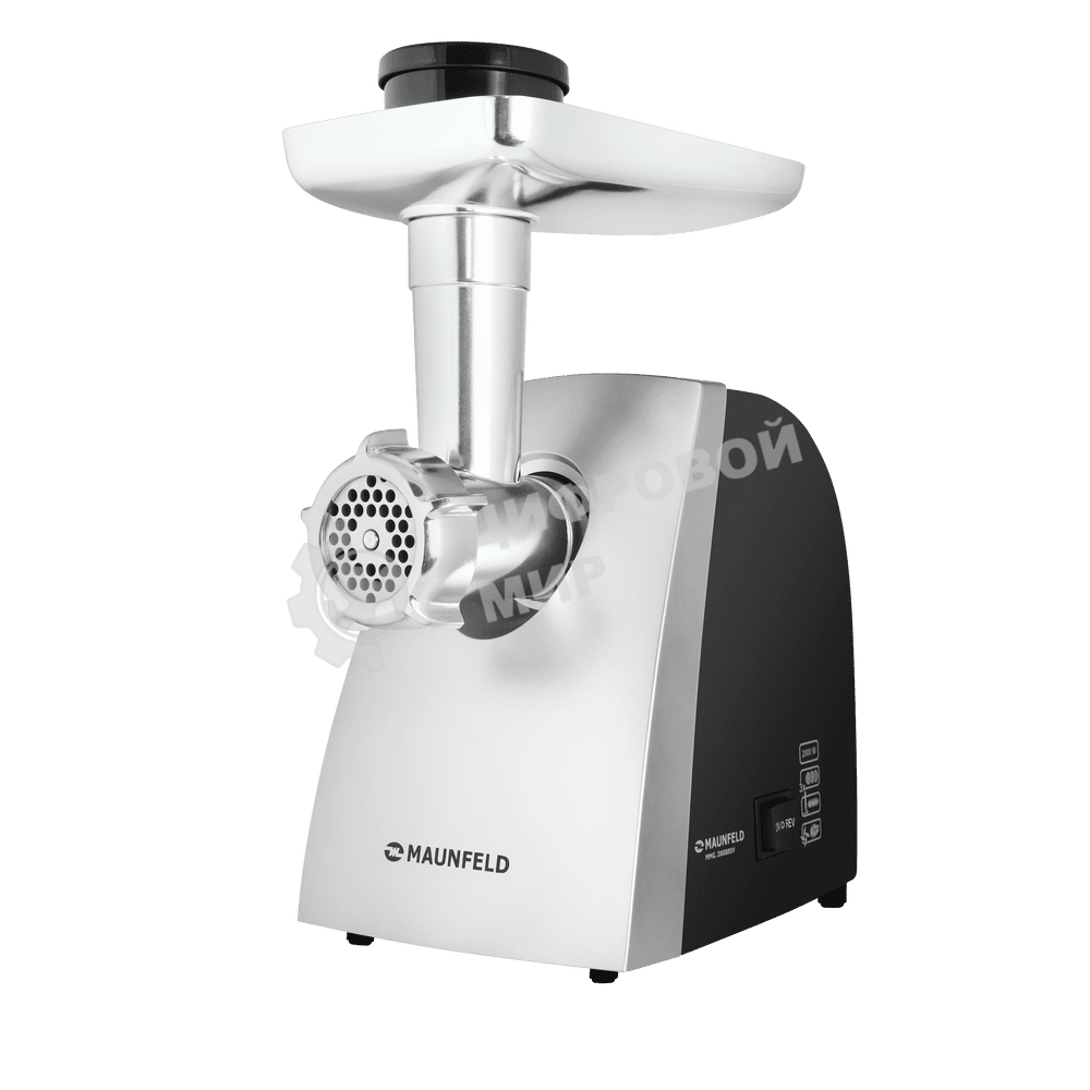 Мясорубка электрическая Maunfeld MMG.2000BRSV черный, 2000 Вт, 2.6 кг/мин, реверс, металлический лоток, насадки - 5