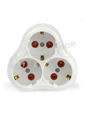 Тройник Smartbuy (SBE-16-A01-3z) 3 гнезда с заземлением круглый белый 16А 250В