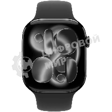 Умные часы Apple Watch Series 11 A3331 42мм OLED корп.черный Sport Band рем.черный разм.брасл.:140-190мм (MEQT4LW/A)