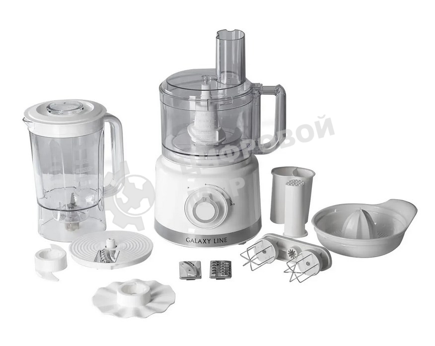 Кухонный комбайн Galaxy Line GL 2309, белый, пластик. чаша 1,5 л, 1000 Вт, 2 скорости и импульс. режим