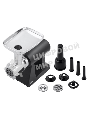 Мясорубка электрическая BBK MG3000 черный, 2500 Вт, 2.5 кг/мин, реверс, защита от перегрузки, металлический лоток, насадки - 7