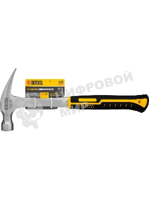 Молоток-гвоздодер Denzel 450 г, цельнометаллический, двухкомпонентная рукоятка