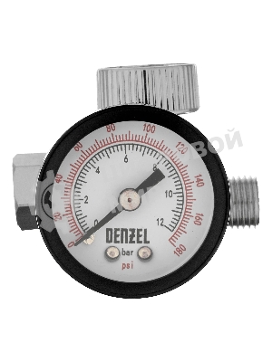 Регулятор давления с манометром Denzel для краскораспылителя K1500, 12 бар, 1/4