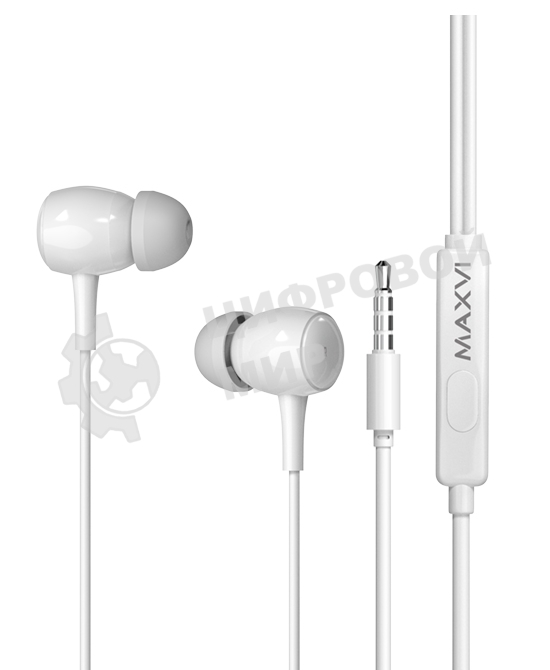 Проводные наушники Maxvi MHF-17 Easy белый, внутриканальные, проводной (Jack 3.5 мм), встроенный микрофон