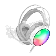 Проводные наушники Borofone BO108 белый, полноразмерные, RGB-подсветка