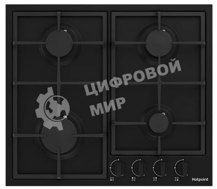 Газовая варочная поверхность Hotpoint HGMT 642 BL, независимая, черный