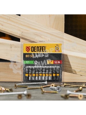 Набор бит Denzel PZ1х25, сталь S2, шестигранный профиль, 10 шт.