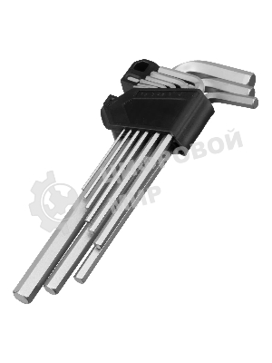 Набор ключей имбусовых Denzel, HEX, 1,5-10 мм, CrV, 9 шт., удлиненные