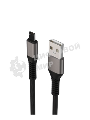 Дата-кабель Maxvi MC-21M USB-MicroUSB 2.4А, 1м, black-grey
