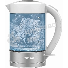 Чайник электрический Hyundai HYK-G9990 1.6 л, 2000 Вт, белый/серебристый корпус: стекло