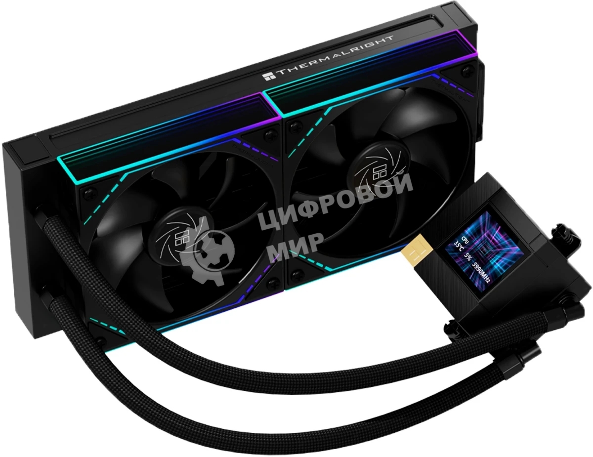 Система жидкостного охлаждения Thermalright Core Matrix 240 Vision (240мм, LED, Black, ARGB/Fans: 2x120мм, 68.9CFM, 28.2dBA, 2000RPM/Pump height 64.4мм, Rad thickness 27мм/S: 1700, 1200, 1851, 115X, AM5, AM4)