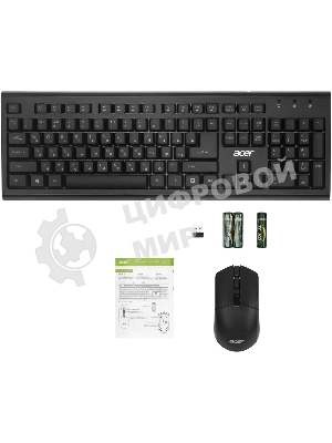 Комплект клавиатура+мышь Acer OKR120 беспроводной, USB, 1600 DPI, чёрный