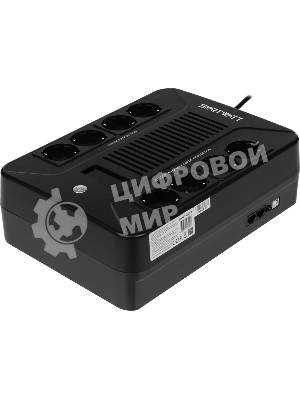 Источник бесперебойного питания SMARTWATT UPS SAFE PRO LCD 1000 черный 1000/600 ВА/Вт, напольный/настенный, линейно-интерактивный, LCD дисплей, Shuko CEE7/4 - 8 шт. (4 шт. с резервным питанием, 4 шт. - сетевой фильтр)