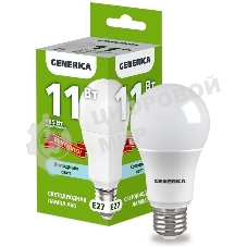 Лампа светодиодная GENERICA LL-A60-11-230-65-E27-G A60 11 Вт грушевидная 6500К E27 230В промо
