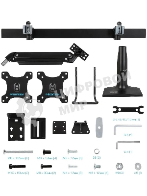 Кронштейн Kromax OFFICE-20 черный, 1 шт/уп. Кр. алюм. настол. для мон. 17