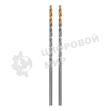 Сверло спиральное по металлу Denzel 3,5 х 112 мм, Р6М5, Golden Tip, удлиненное, 2 шт.
